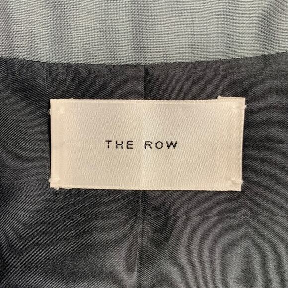 THE ROW Size 12 Grey Sage Silk Single Breasted Coat - Picture 7 of 9